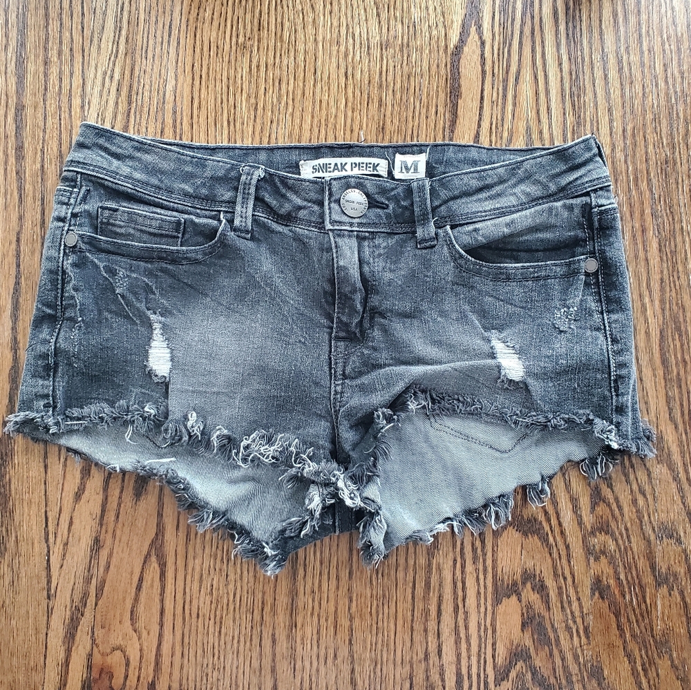 Gray Distressed Cut-off Shorts